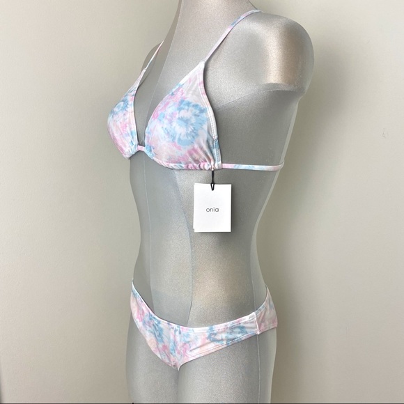 ONIA Bikini triangle top & bottom Set Size Small S pastel tones strappy back - Picture 2 of 7